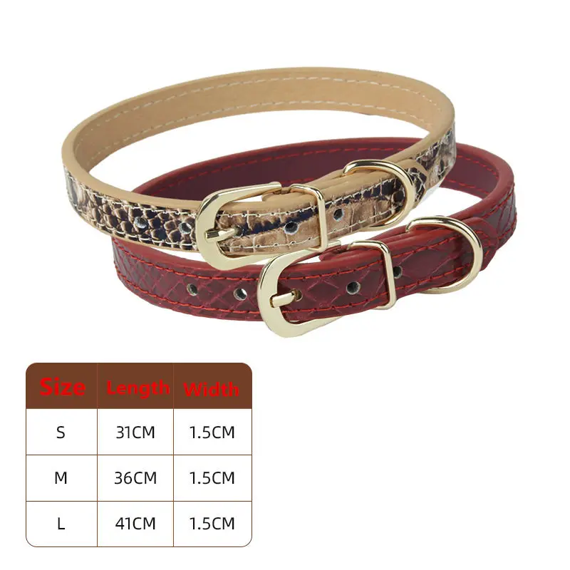 Collar de cuero PU con patrón de piel de cocodrilo para mascotas, Collar ajustable para perros pequeños y gatos, estilo japonés y coreano - imagen 4