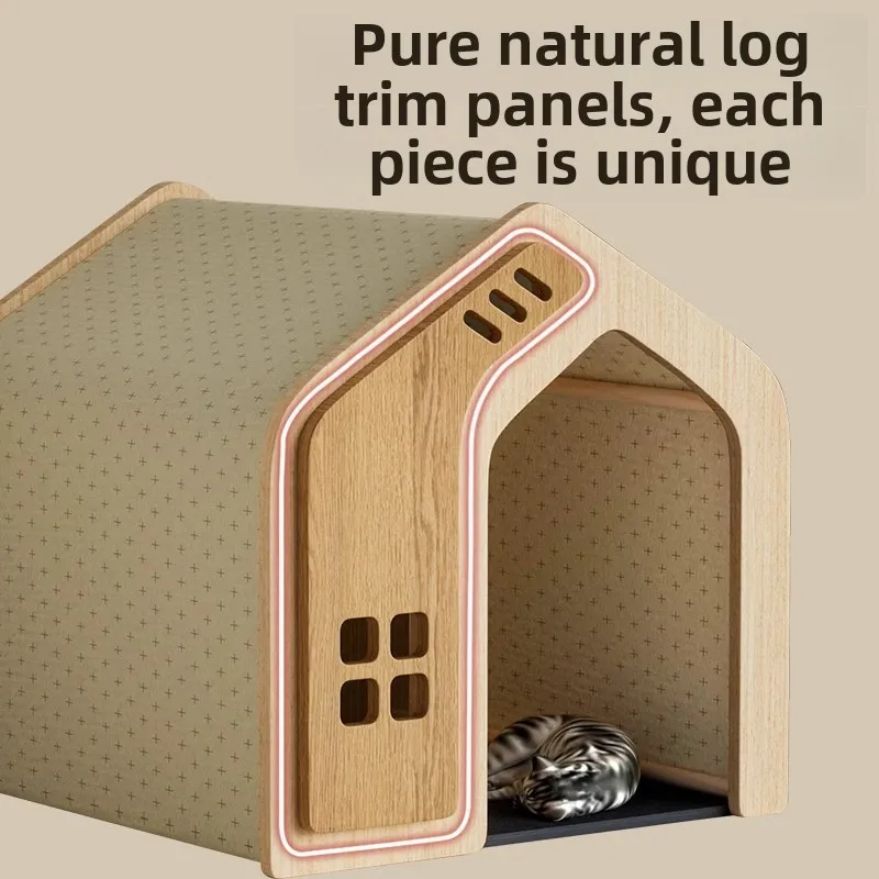 Perrera de madera maciza para perros y gatos, casa Universal para perros pequeños, jaula para Villa, nido, productos para mascotas transpirables simples, accesorios - imagen 3
