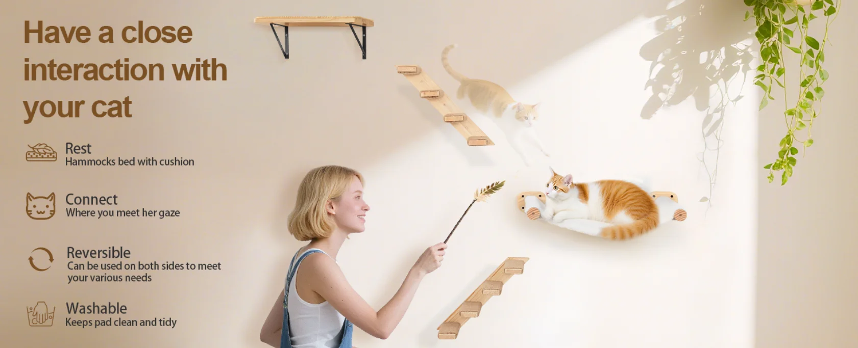 Hamaca reversible de pared para gatos