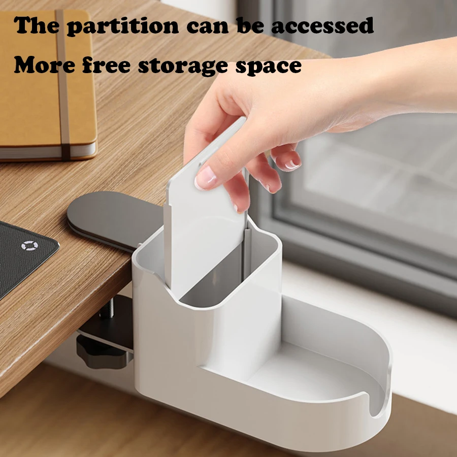 Organizador de escritorio lateral ajustable en altura, soporte montable debajo del escritorio, estante de almacenamiento, organizador de montaje de escritorio que ahorra espacio en el lugar de trabajo - imagen 4