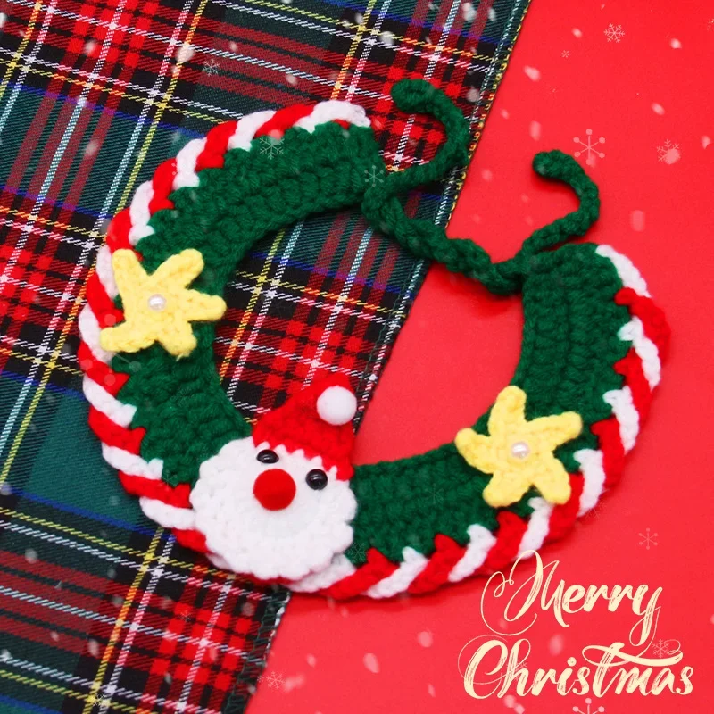 Arnés de Navidad para mascotas, bufanda con lazo para gato, Collar de punto para Año Nuevo, Baberos para perros, accesorios para disfraces de Navidad para mascotas pequeñas y medianas, suministros para mascotas - imagen 4