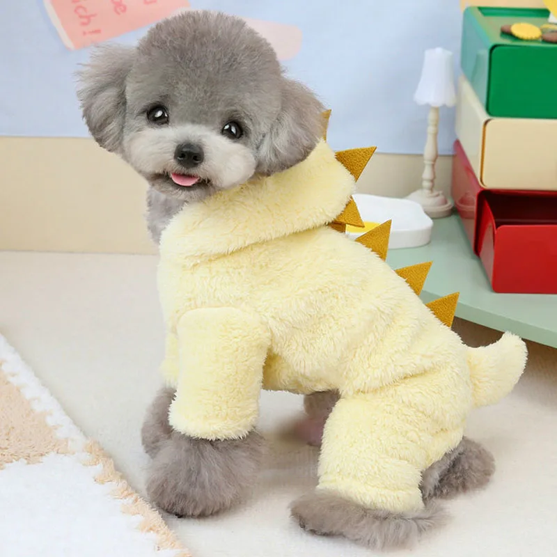 Ropa de lana para mascotas, mono con capucha de invierno, abrigo para perros pequeños y medianos, chándal para perros Chihuahua Yorkshire, pijamas para cachorros, monos XS - imagen 5