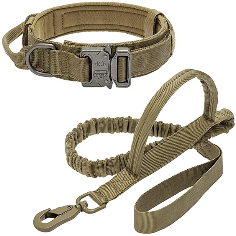 Collar táctico duradero para perro, conjunto de correa, Collar militar ajustable para mascotas, accesorios de entrenamiento para perros medianos y grandes, pastor alemán - imagen 2