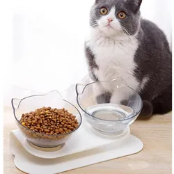 Cuencos elevados inclinados para gatos de interior - anti vómitos