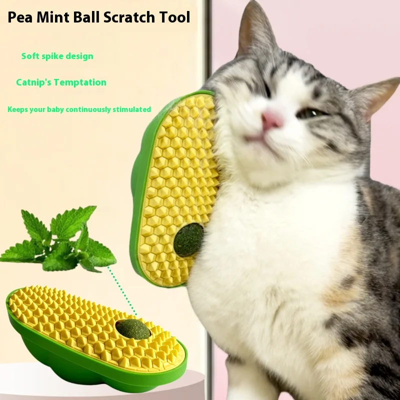 Cepillo y masajeador 2 en 1 para el cuidado de gatos, removedor de vello flotante para controlar el desprendimiento, juguete autoadhesivo para mascotas para gatos y perros