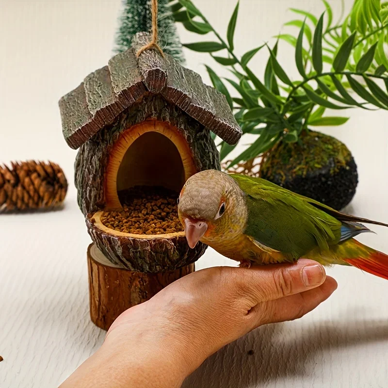 Comedero casa árbol para pájaros – Madera vintage para jardín - imagen 2