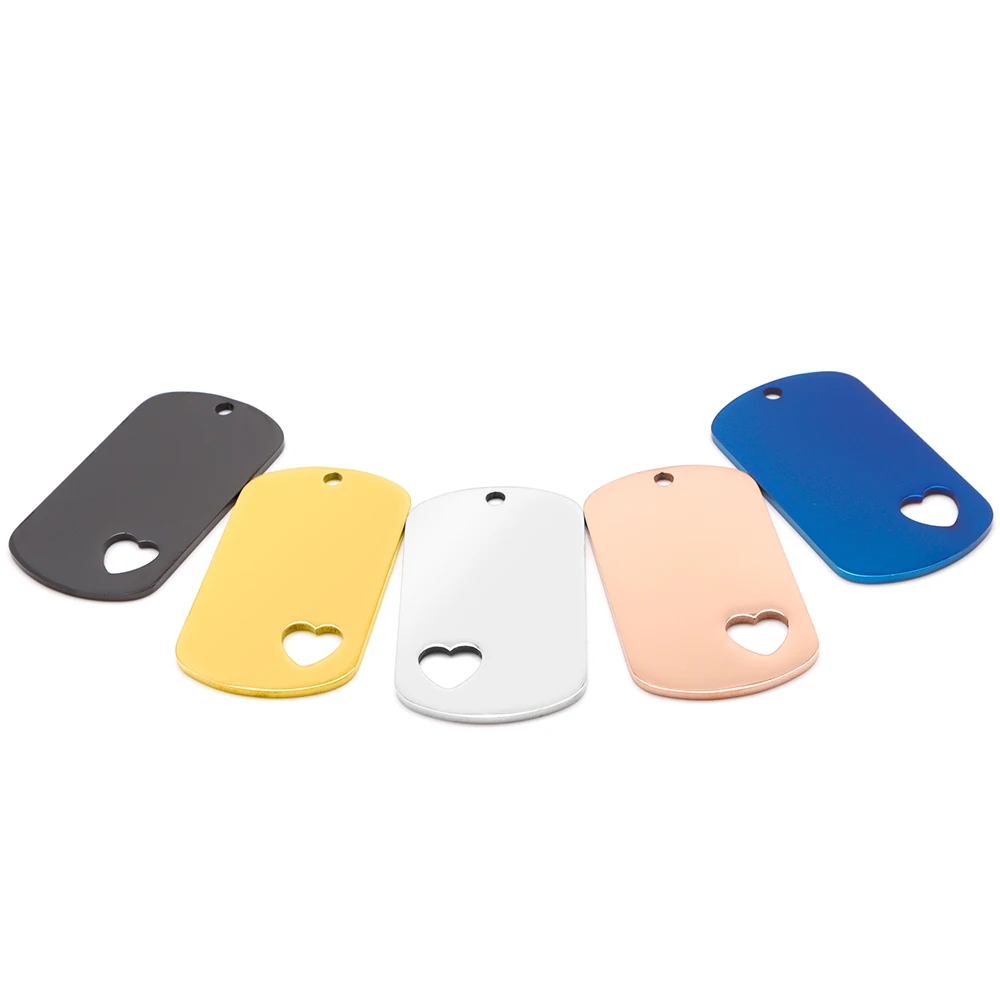 Venta al por mayor, 20 piezas, Collar para mascotas de acero inoxidable, etiqueta colgante de Metal, identificación en blanco, colgante de moda personalizado opcional multicolor para gato - imagen 4