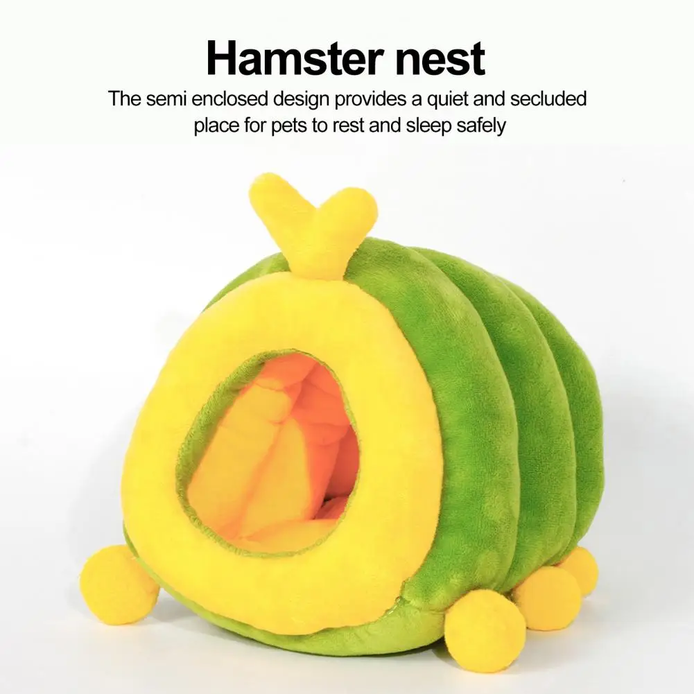 Bonito y exquisito nido de hámster de dibujos animados, casa de dormir suave y cálida para ardilla, escondite de conejillo de indias Ideal, suministros para mascotas - imagen 4