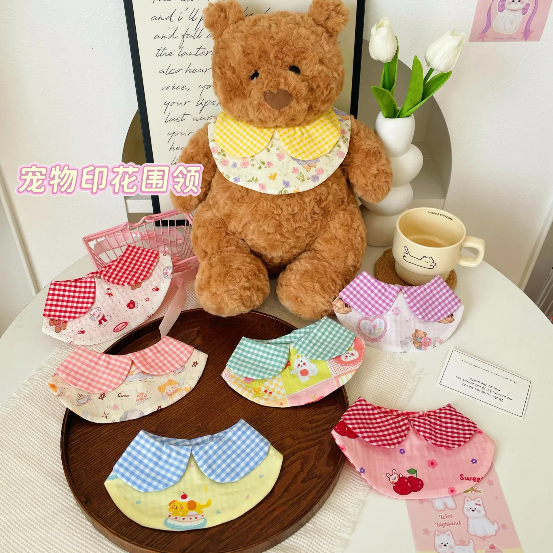 Bufanda triangular a cuadros de primavera para mascotas, Collar para perro, chal para gato, perro, lindo, tamaño pequeño y mediano, cuello estampado ajustable