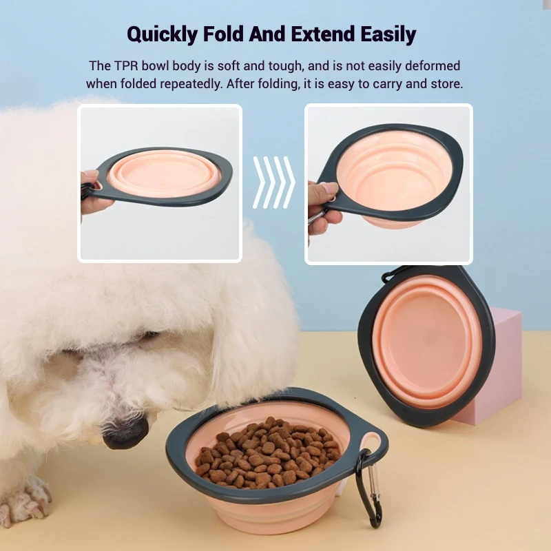Cuenco plegable de silicona para mascotas, cuenco plegable de viaje al aire libre para perros, plato alimentador de comida portátil para cachorros, cuenco alimentador de silicona para perros - imagen 5