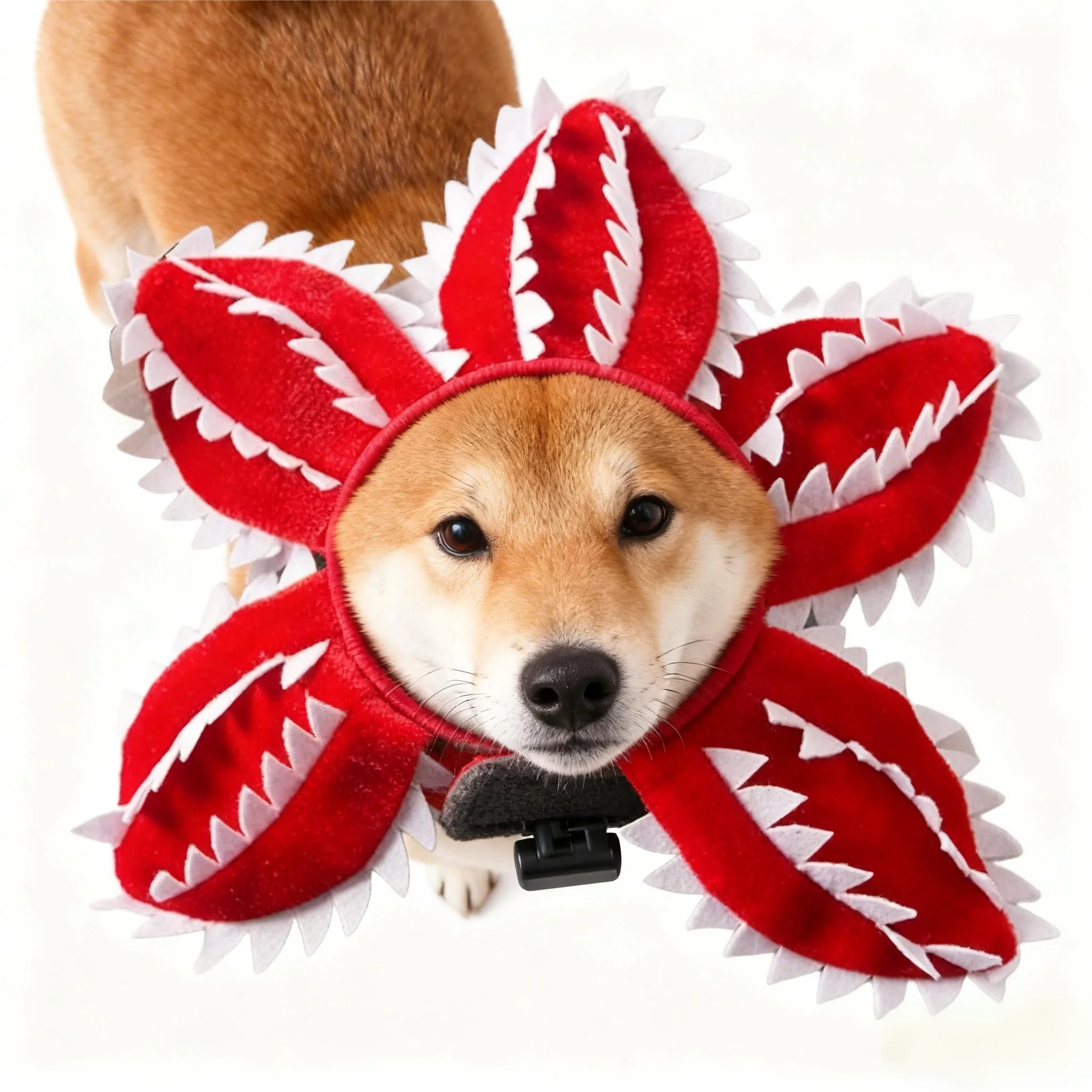 Gorro divertido de invierno para gato Demogorgon, disfraz de flor aterradora, accesorios para cumpleaños para mascotas, suministros para sombreros para perros, pegatina ajustable - imagen 4
