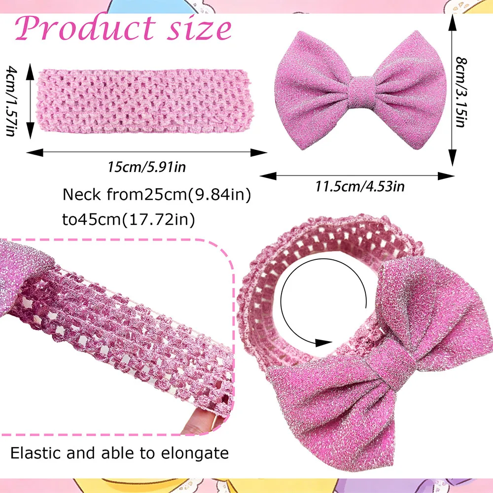 50 Uds. Pajaritas brillantes para perros, banda elástica ajustable, pajarita para perros pequeños, medianos y grandes, diadema para perros, mascotas, suministros para el cuidado de mascotas - imagen 4