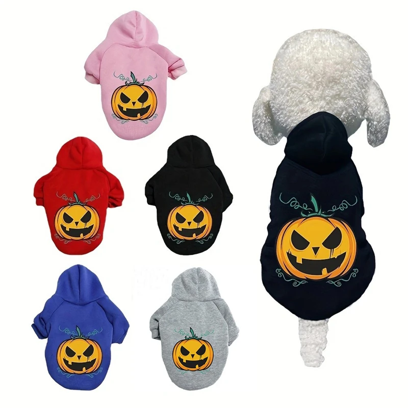 Sudadera feliz de Halloween para perros Chihuahua, calabaza aterradora, Sudadera con capucha para cachorros medianos y grandes, disfraz suave y cálido para perros, ropa para perros