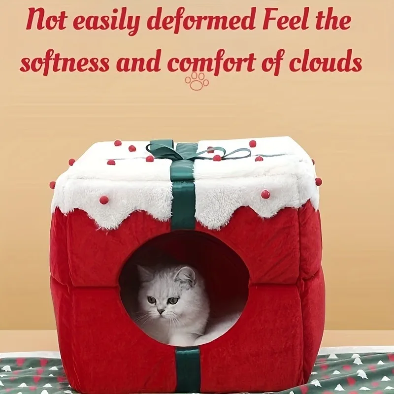 Cama cálida para gatos, suministros navideños para mascotas, alfombrilla para perros, productos para casas, Habitats, cosas, cesta de accesorios, Invierno - imagen 2