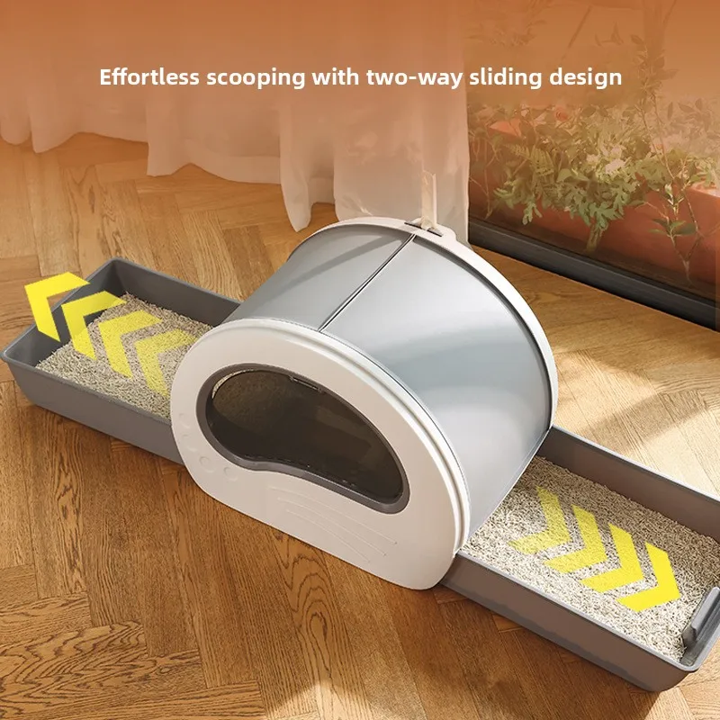 Caja de arena para gatos Extra grande, interior para mascotas de 12,5 kg con tipo cajonera, caja de arena para gatos completamente cerrada, olla para merda anti-gato, orinal para mascotas