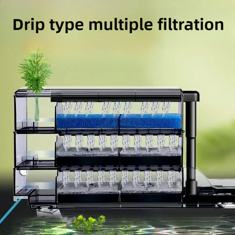 Caja de filtro de flujo de goteo externo para acuario, bomba de agua, caja de filtro superior para tanque de peces exterior, accesorio de filtración de oxigenación circulante
