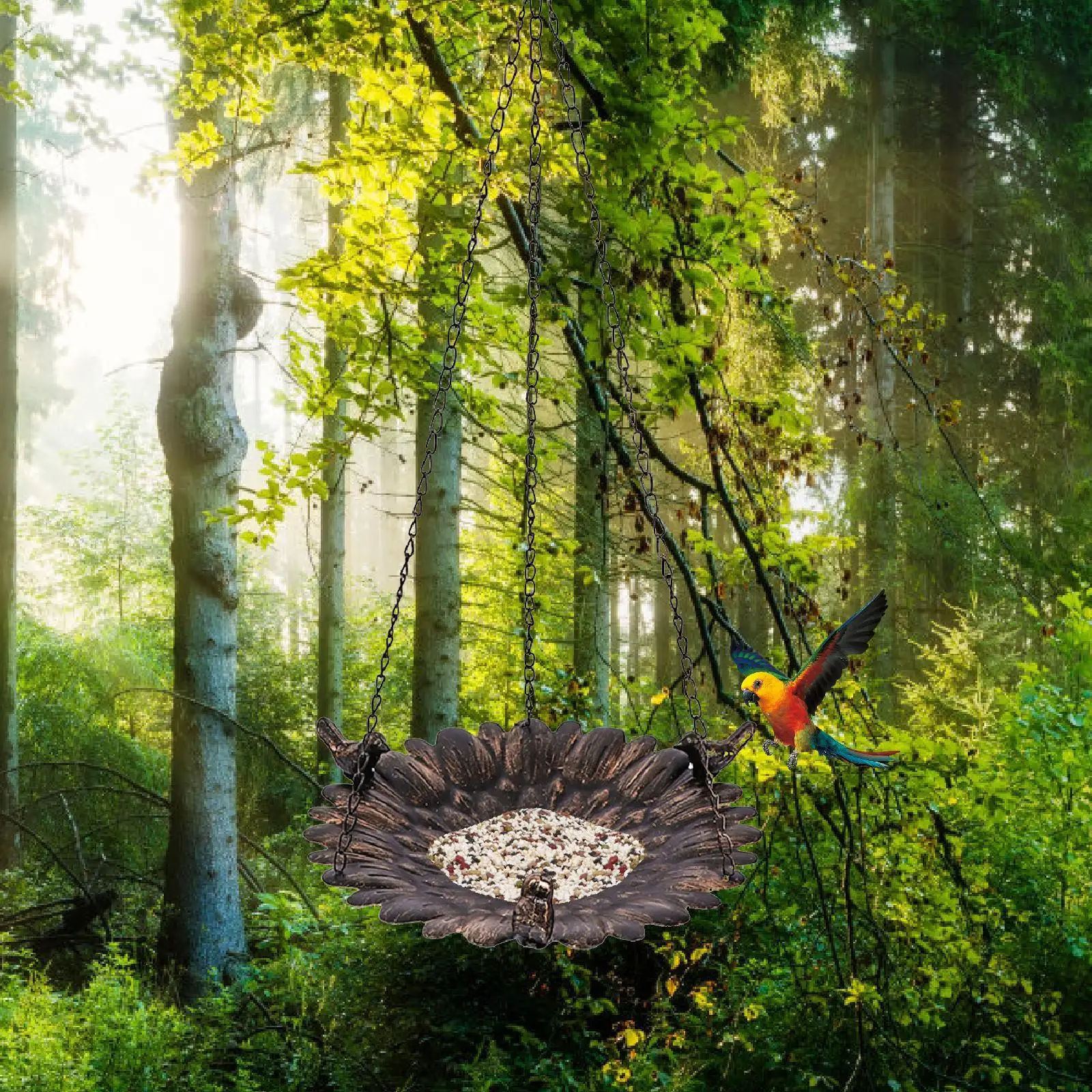 Hanging Bird Bath Bird Feeder Trendy Metal Practical Lightweight Water Bowl Feeding Dish for Sparrows Hummingbirds Courtyard