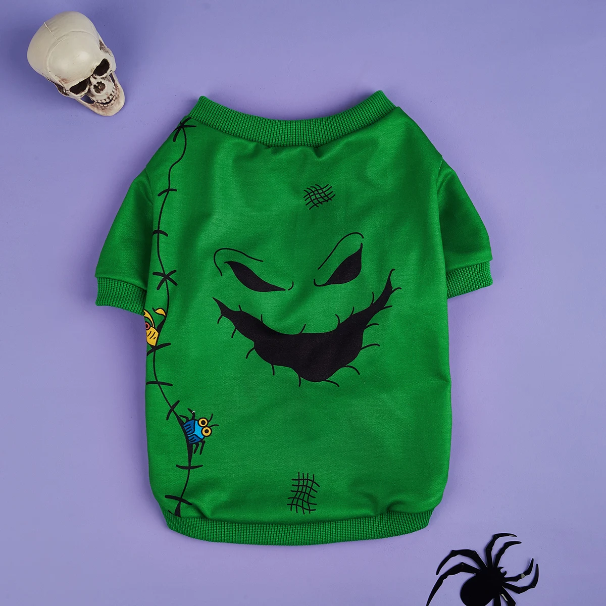 Ropa de Halloween para perros, camisas con capucha para perros, estampado de insectos, expresión aterradora, Sudaderas con cuello alto para mascotas