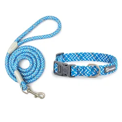 Conjunto collar y correa de nylon resistente para perro
