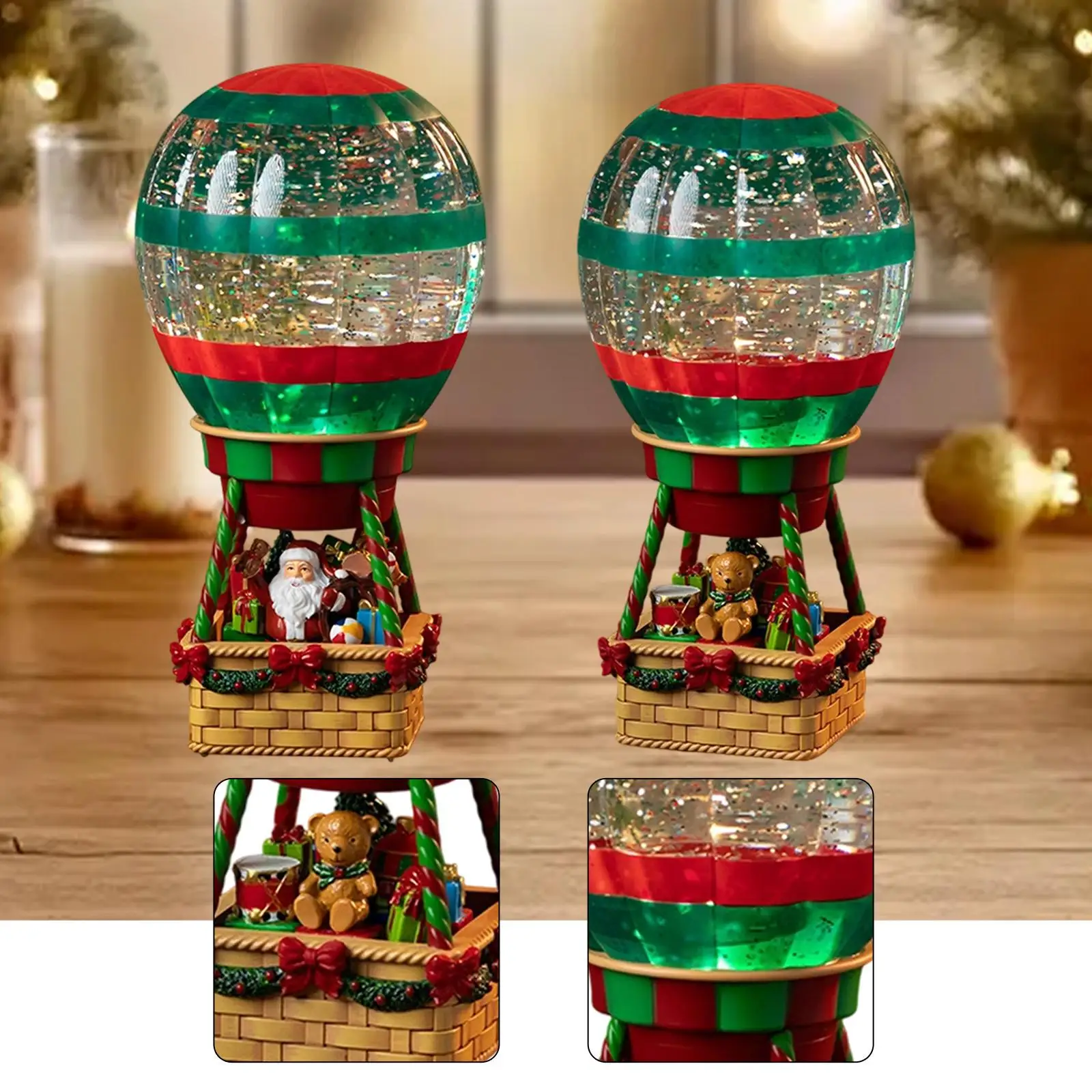 Globo de nieve navideño, globo de agua, centro de mesa, estatuilla decorativa para el hogar con canciones musicales para chimenea, colegas festivas - imagen 3