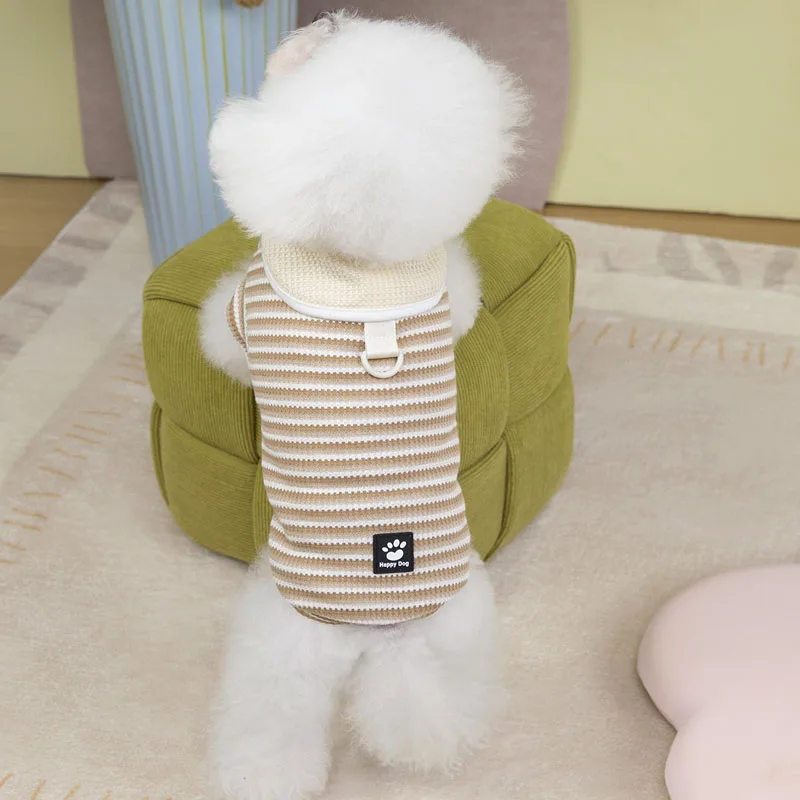 Ropa de tiras para cachorros, sudaderas con capucha para perros con solapa verde, morado y marrón, ropa para perros pequeños, sudadera de manga corta para gatitos Chiwawa - imagen 3