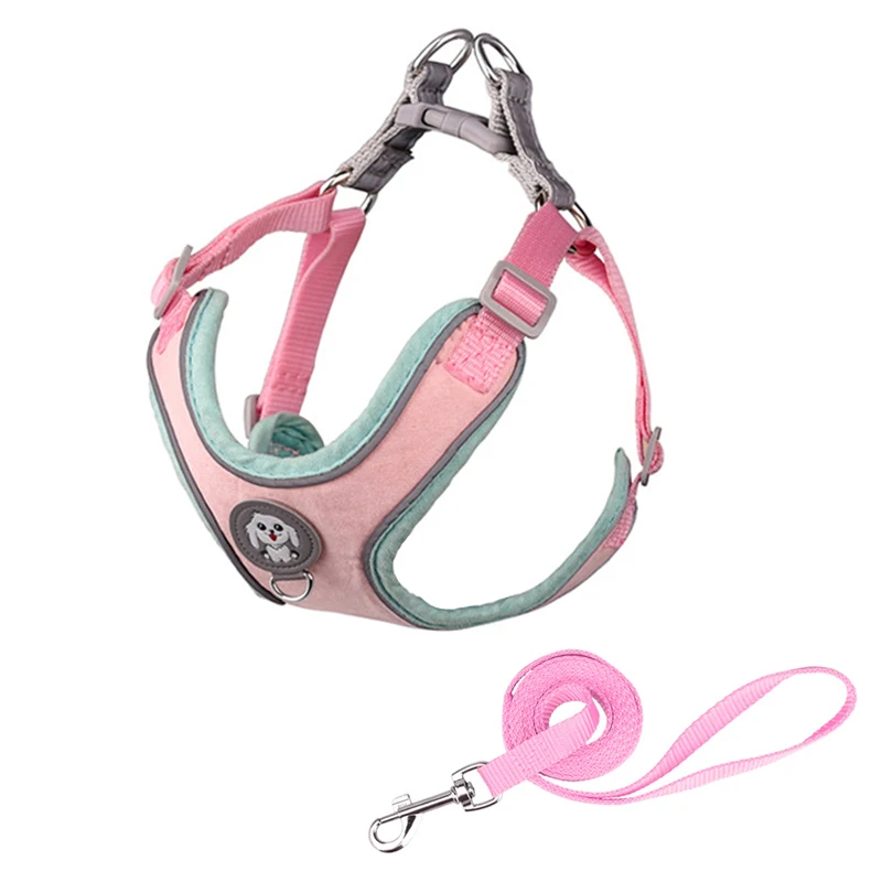 Arnés ajustable para perros, chaleco sin tirones, bonito arnés para cachorros, conjunto de correa, suministros para mascotas Chihuahua para perros pequeños y medianos, para caminar y correr - imagen 4