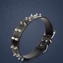 Collar punk de cuero PU con picos para perros grandes y medianos