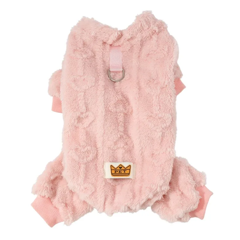 Ropa cálida de lana para perros, mono suave y acogedor para cachorros, anillo en D de felpa para invierno, chaleco para mascotas pequeñas y medianas, abrigo para gatos - imagen 3