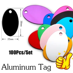 100 Uds. Etiquetas de mascotas en blanco de moda para grabado láser nombre de perro personalizado número de teléfono dirección accesorios de Collar de gato