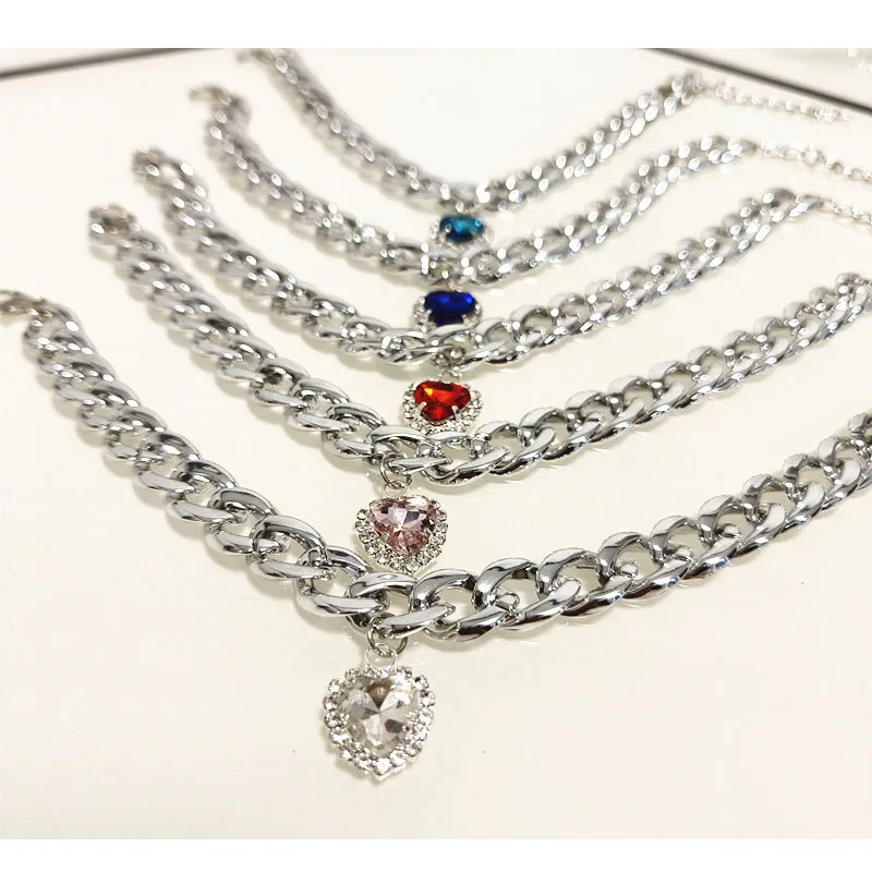 1 Uds. Collar de cadena de plata para perro con colgante, collares ajustables con arnés para niñas, collares para perros pequeños, accesorios para cachorros Yorks - imagen 2