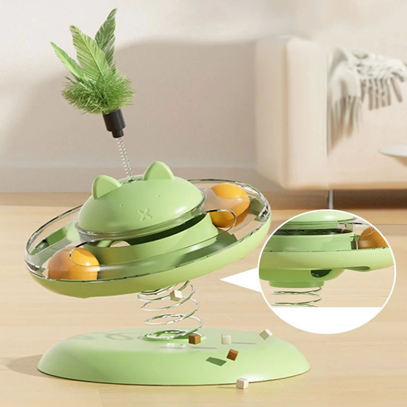 Nuevos juguetes para gatos, disco de juego para gatos, plato giratorio para fugas de comida, pista para gatos, palo para gatos, suministros para mascotas y gatos de autopedición