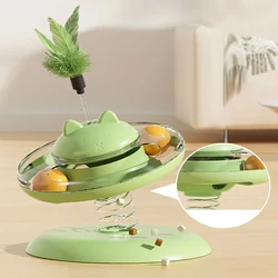 Disco interactivo con pista y pluma para gatos – Juguete autojugable