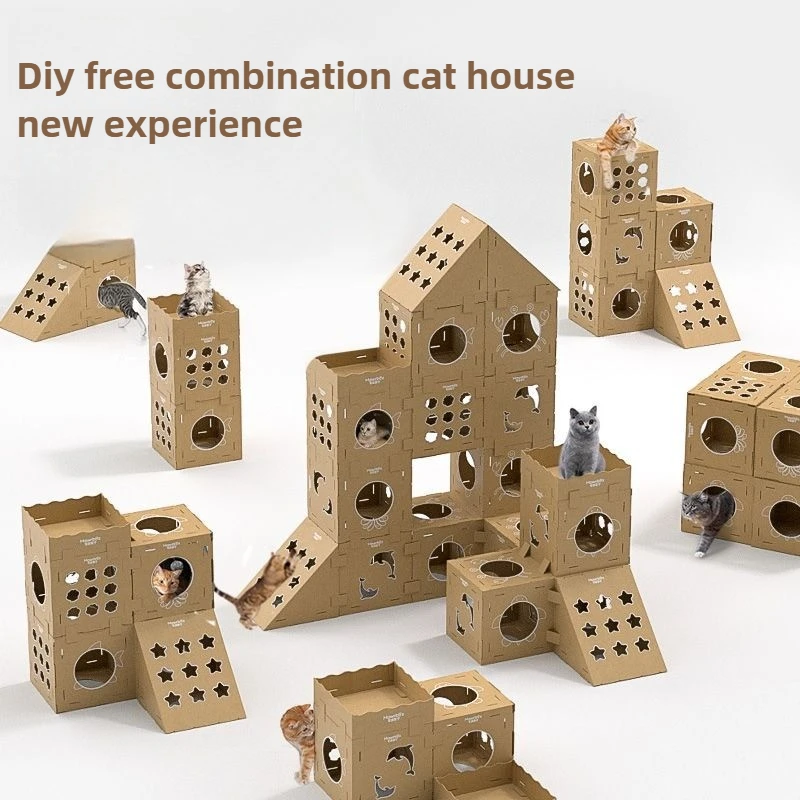 Caja nido rascador para gatos de una pieza, doble capa, papel corrugado resistente al desgaste, juguetes para el hogar, productos para mascotas, accesorios para muebles - imagen 2