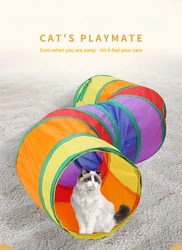 Túnel de juego plegable para gatos - tubo interactivo arcoíris