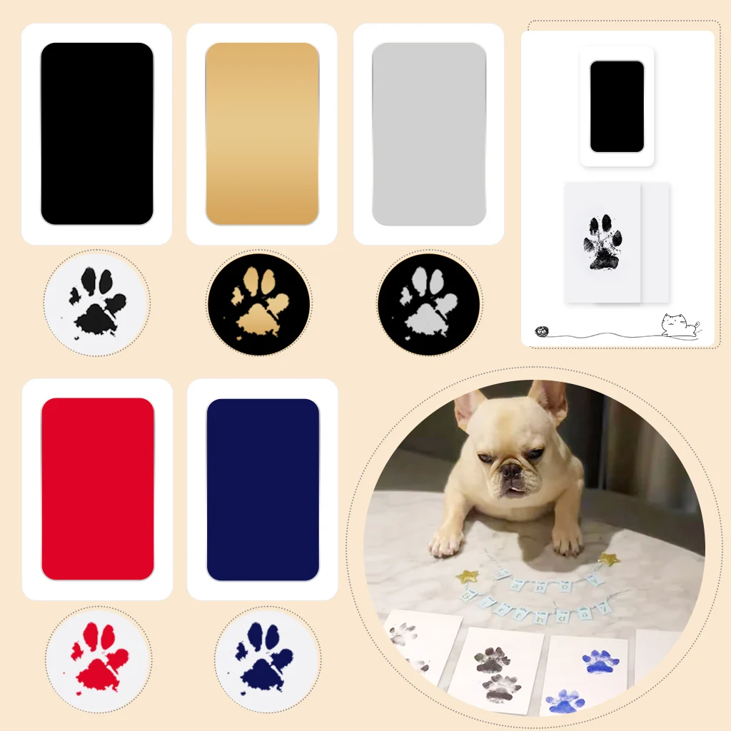 Almohadilla de huella de manos y huellas con tarjetas de impresión, adecuada para bebés y mascotas, regalo navideño para recién nacidos y animales pequeños