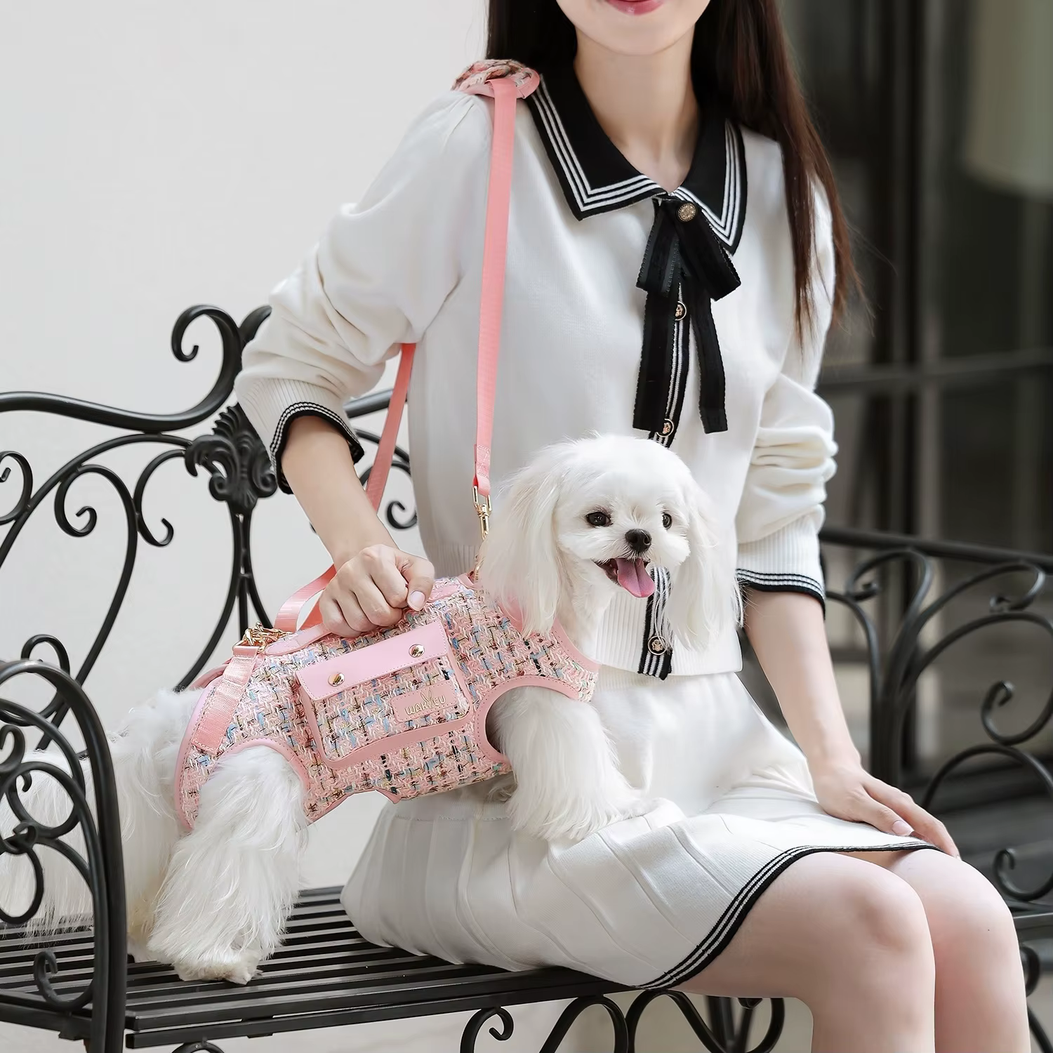 Bandolera portaperros para perros pequeños estilo tweed - imagen 4