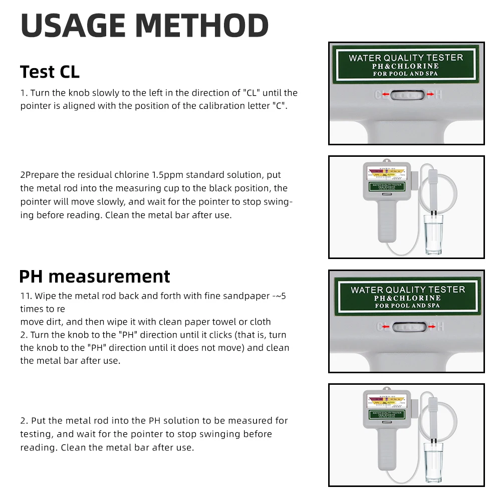 Medidor de cloro PH 2 en 1, PC-102, probador de PH, dispositivo de prueba de calidad del agua y cloro, medición CL2 para piscina y acuario - imagen 3