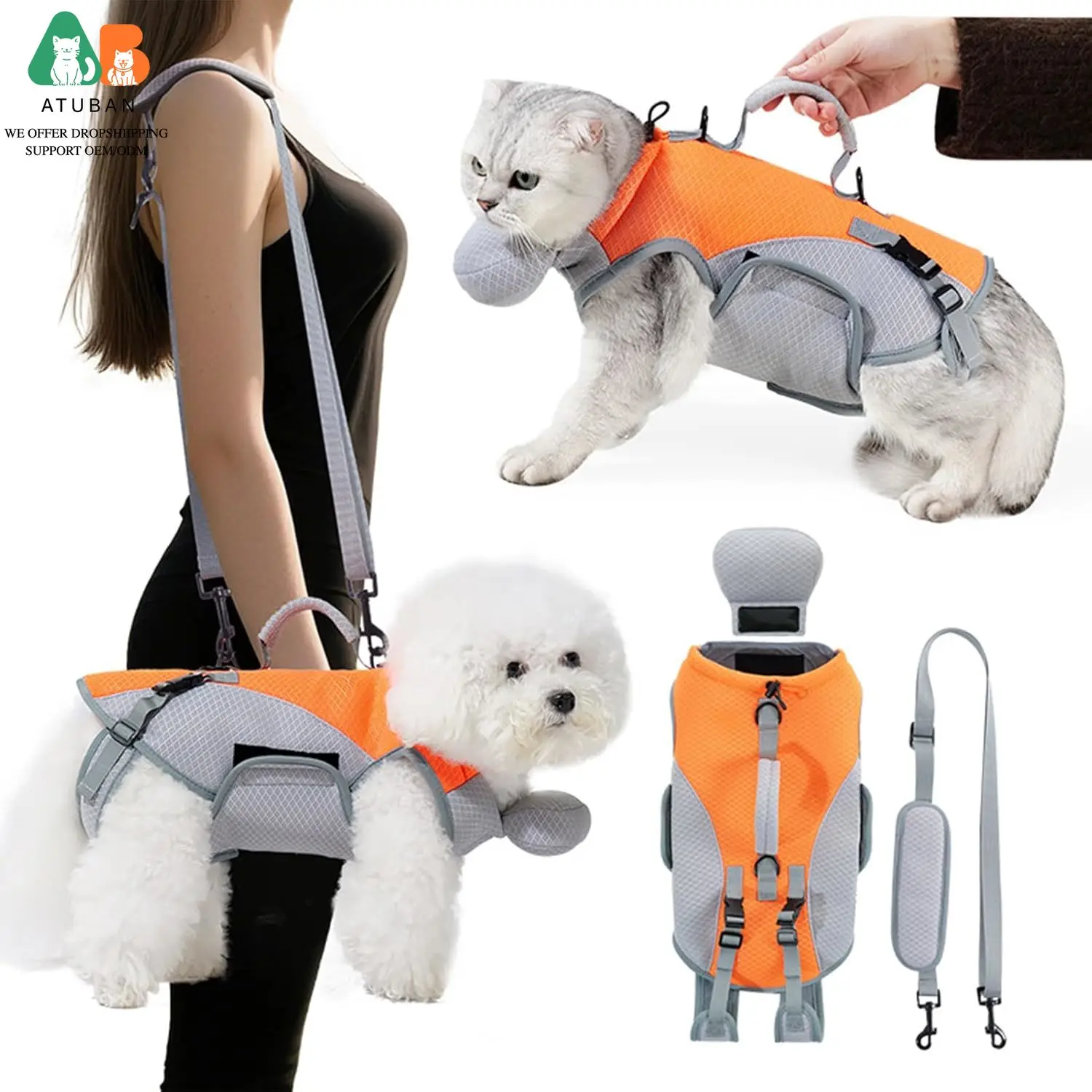 Portador 2 en 1 para gato y perro – Mochila transpirable con arnés