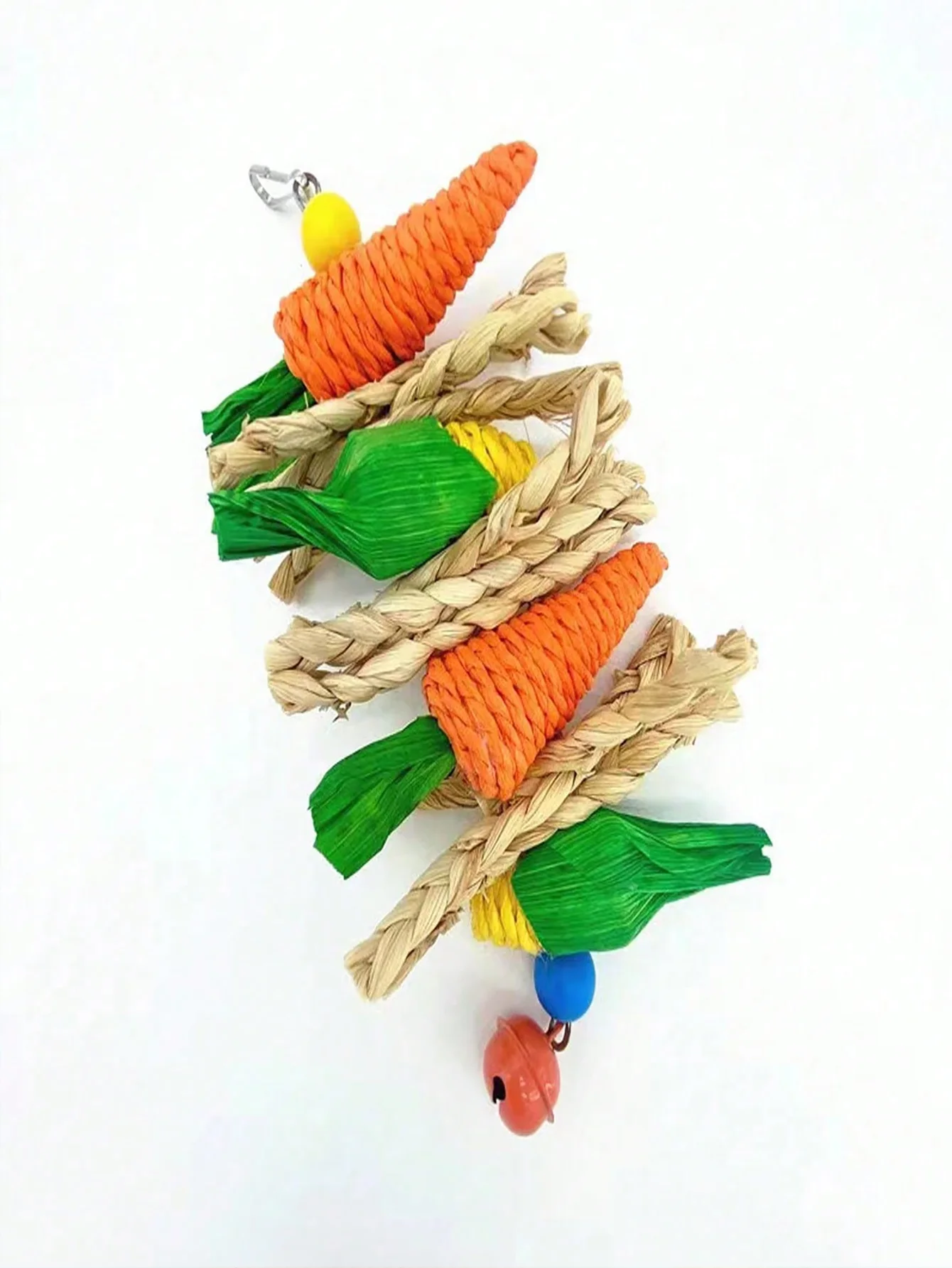 Juguete masticar colgante ratán para loros y periquitos con campana - imagen 3