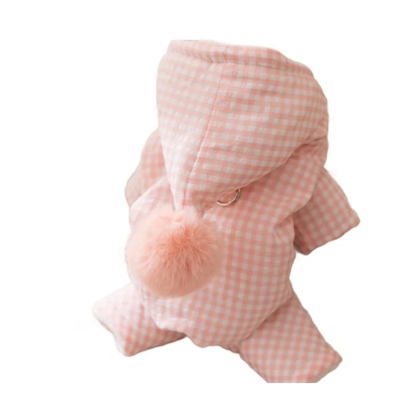 Mono de cuatro patas para otoño e invierno para mascotas - Abrigo peludo |   Pijamas navideños para perros y cachorros pequeños - imagen 5