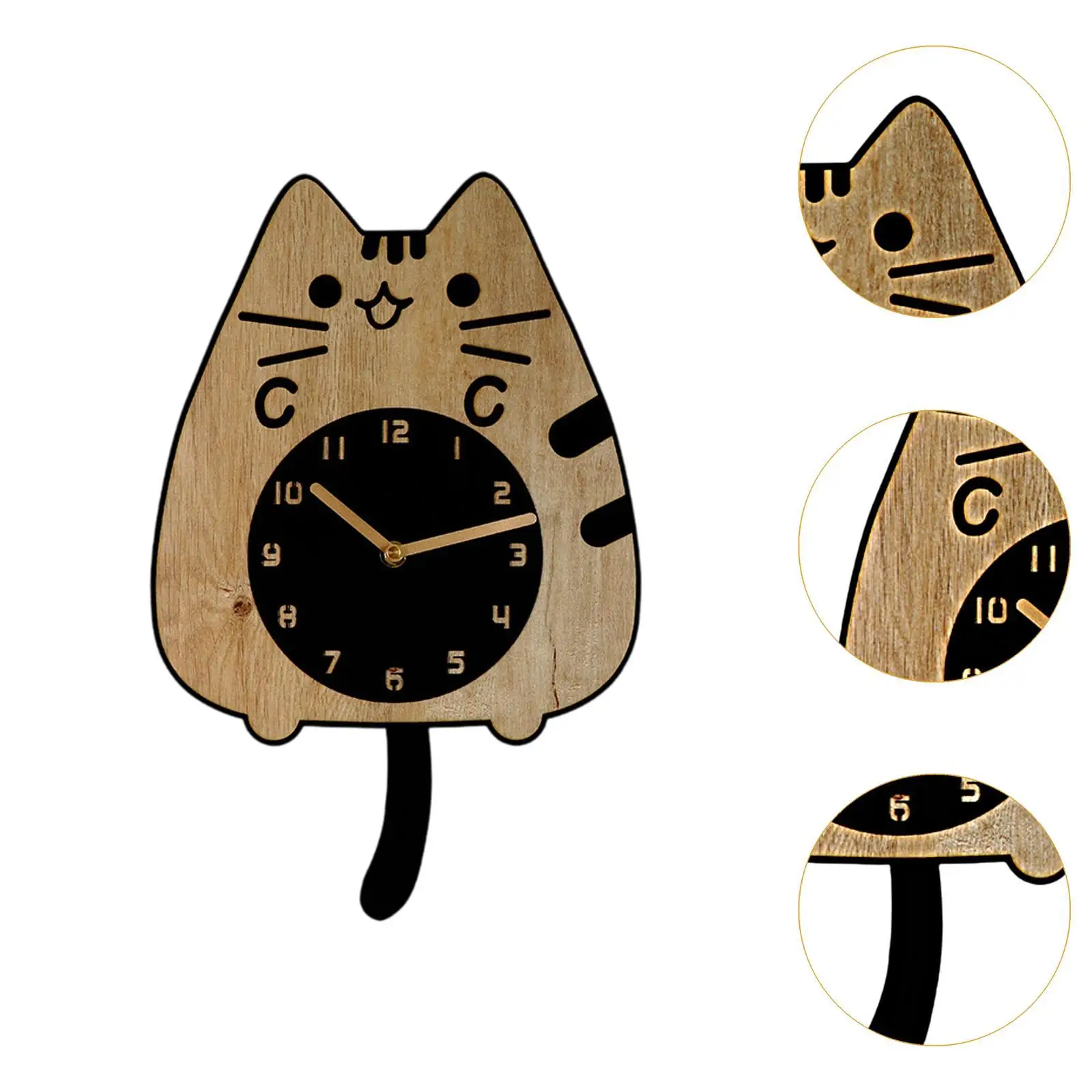 Cat Wall Clock Wall Ornament Cute Silent Clock Wall Hanging Clock for Kitchen Indoor Office Housewarming Gift Home Decoration