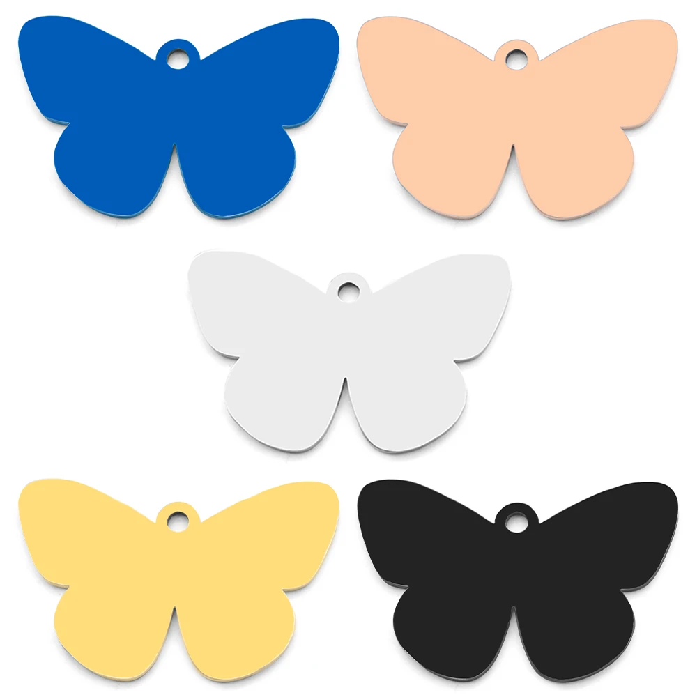 Colgante de acero inoxidable con forma de mariposa para mujer, accesorio personalizado para collar, pulsera, llavero grabable, regalo, 20 piezas - imagen 5