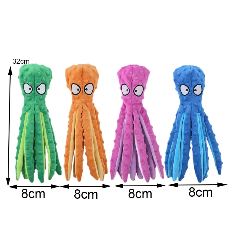 Juguete de peluche con sonido para mascotas, forma de pulpo, interactivo, dientes limpios, masticable, suministros para perros pequeños y grandes - imagen 5