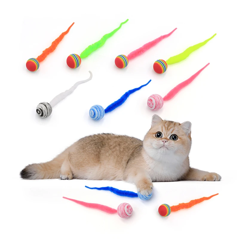 Nueva pelota de EVA de juguete para gatos con oruga colorida para rascar y morder, juguete interactivo divertido para gatos