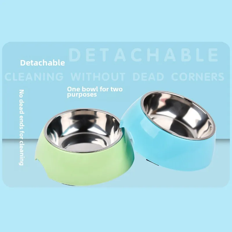 Cuenco de acero inoxidable para perros, juego de comida redondo pequeño, suministros para gatos y perros, cuenco para comederos, productos fáciles de limpiar, accesorios, cuenco para gatos - imagen 2
