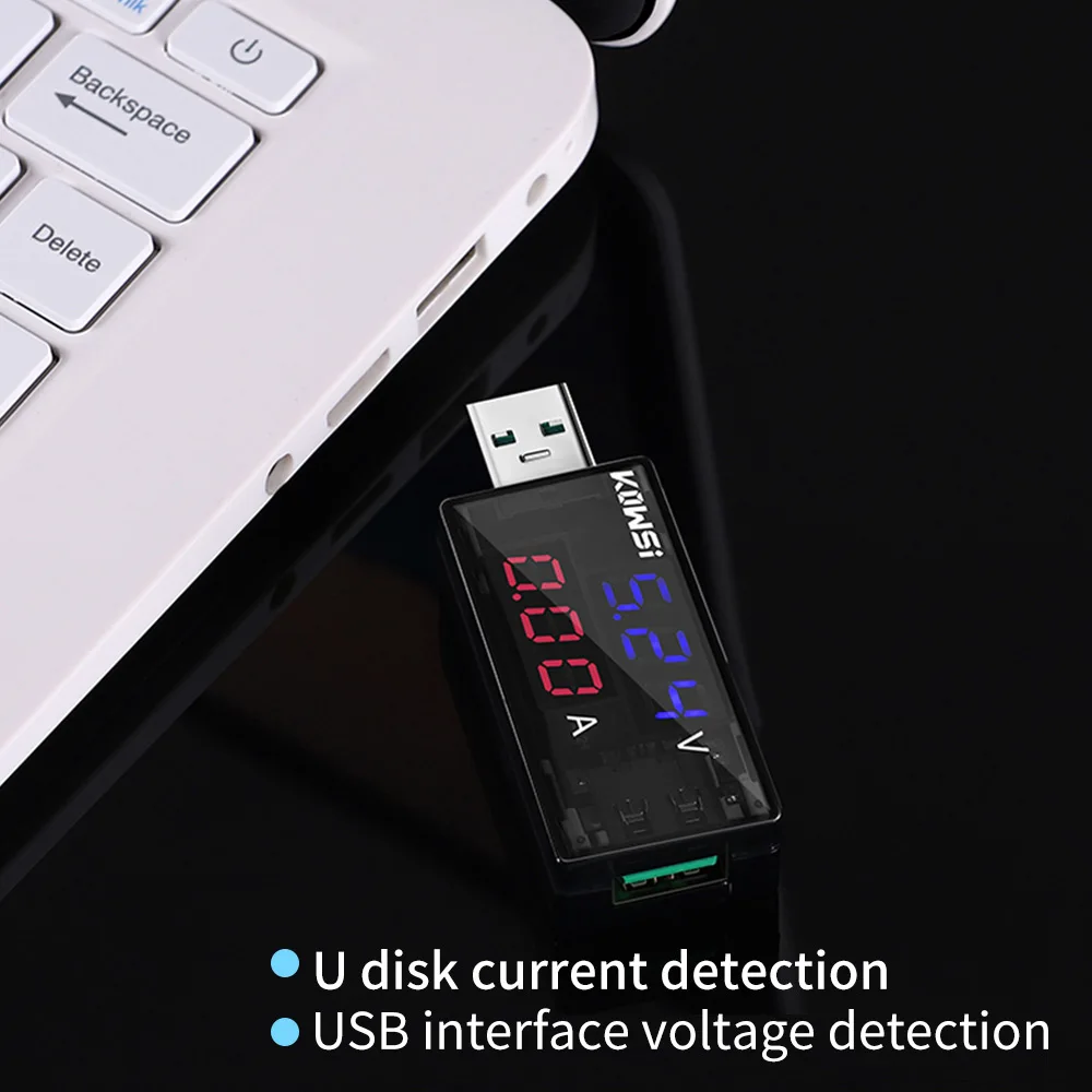 Probador USB rojo + azul probador de voltaje de corriente Dual DC cargador de batería Digital voltímetro amperímetro Detector indicador de cargador de energía - imagen 4