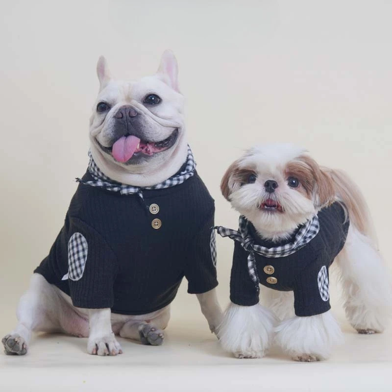 Sudadera con capucha a cuadros para mascotas, bufanda bonita, Schnauzer, Teddy, camisa Base para perros pequeños, ropa para perros pequeños, ropa para cachorros, otoño e invierno - imagen 2