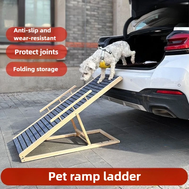 Escalera plegable pino para perros con pasamanos y escalones estables - imagen 2
