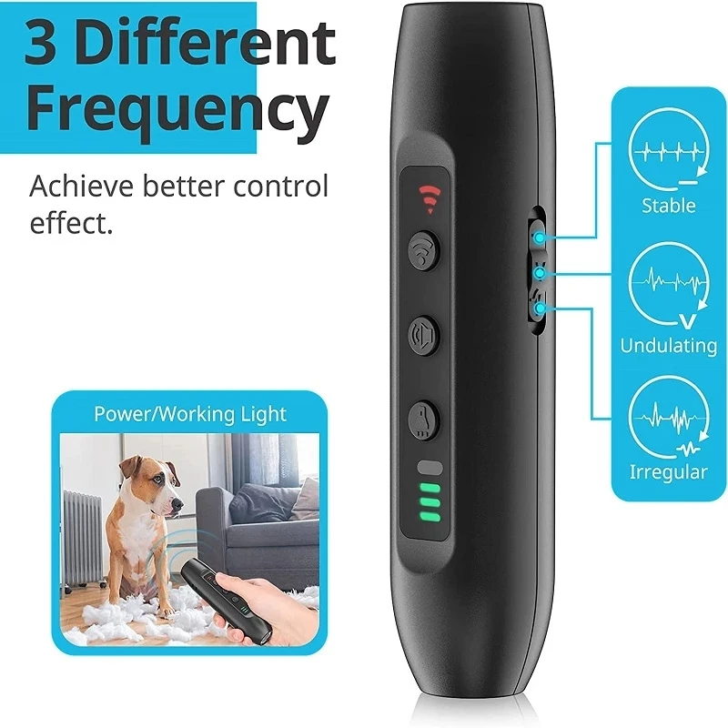 Repelente ultrasónico para perros y gatos, dispositivo de entrenamiento antiladridos, entrenador LED ultrasónico con linterna repelente - imagen 4