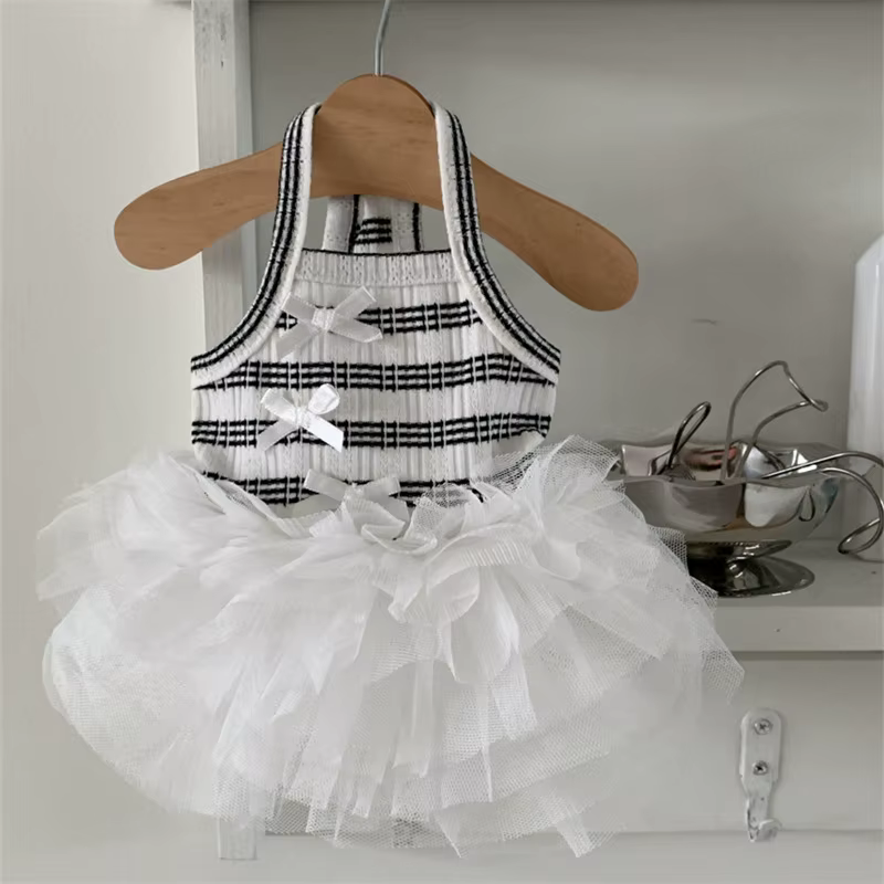 Vestido encaje negro princesa rayas para Teddy perros pequeños y gatos - imagen 3